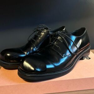 Acne Studios Black Leather Derby Shoes w Bump Detail